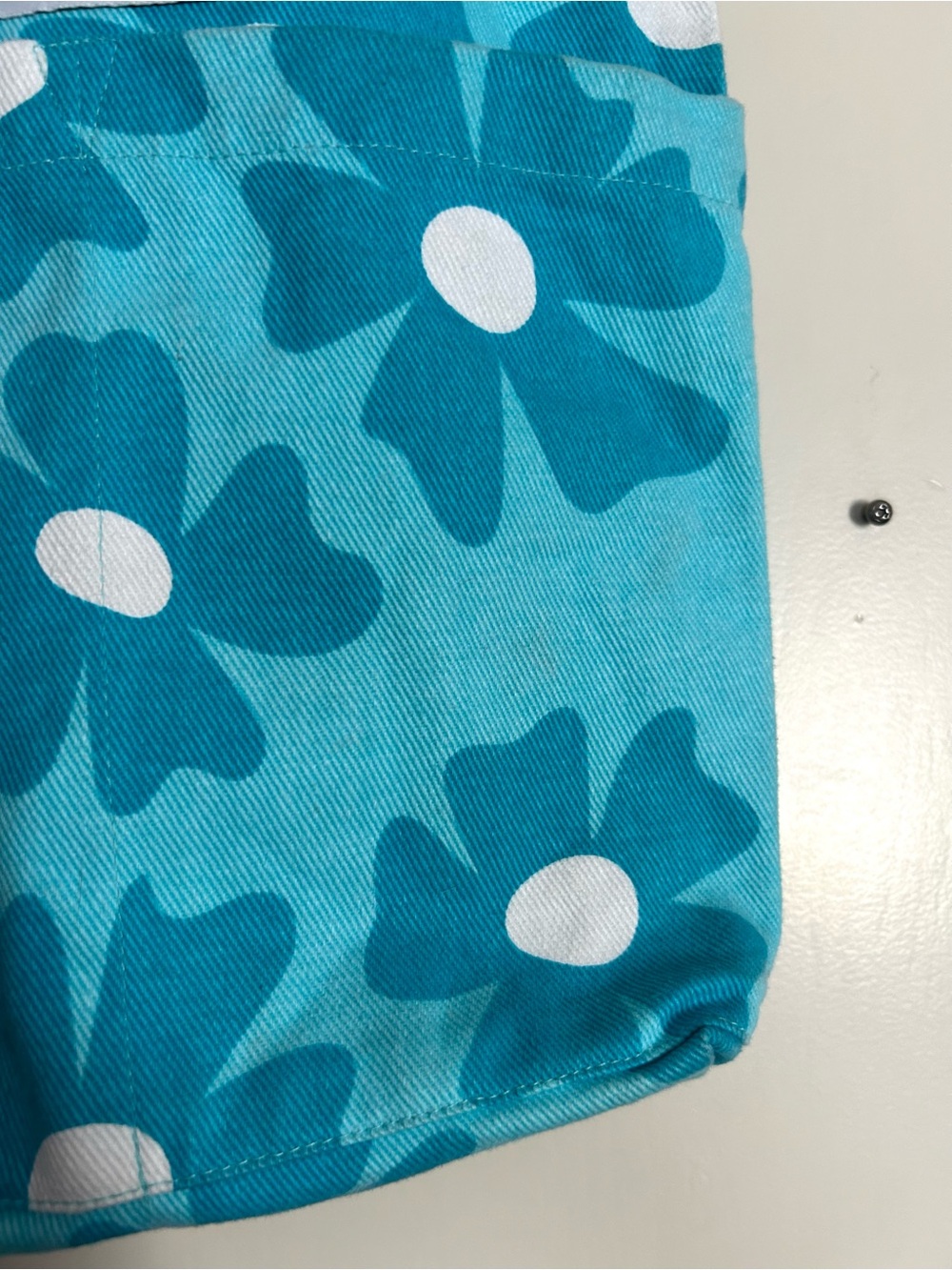 Big Bud Press Mini Tote, Turquoise With Flowers. - Picture 4 of 10